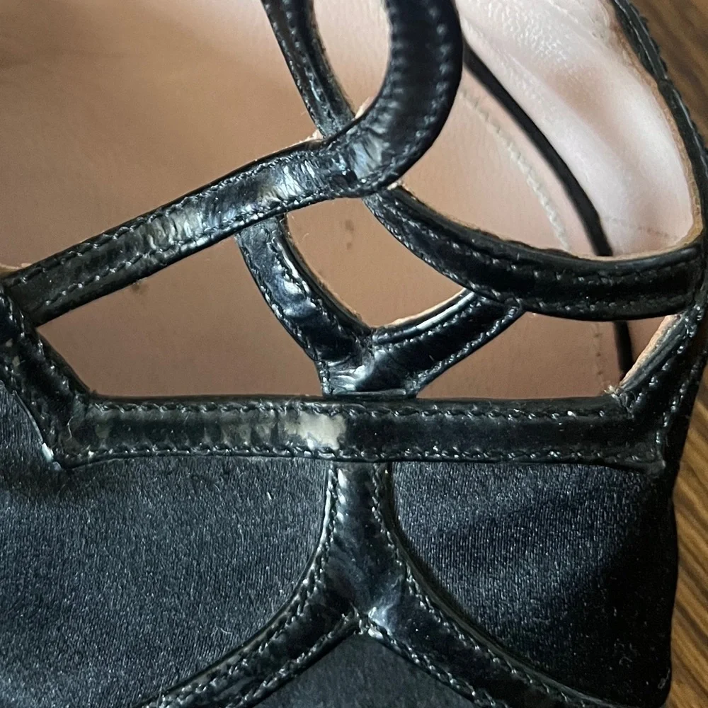 Prada Black and Tan Cork Wedges